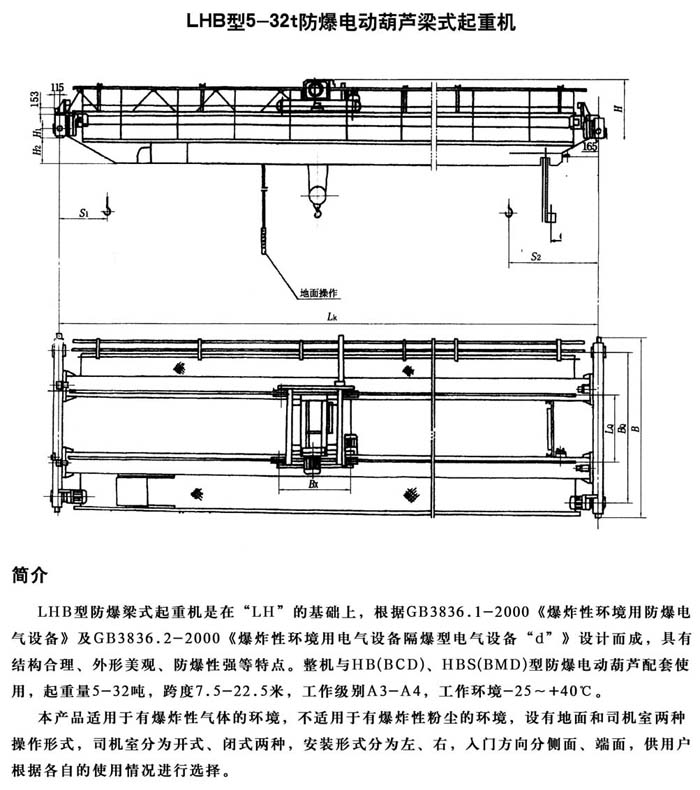 LHB型防爆電動葫蘆橋式起重機